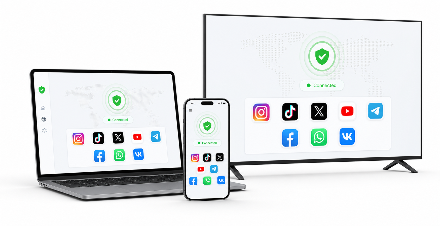 VPS и прокси MSE Connection на телефоне, компьютере и ТВ